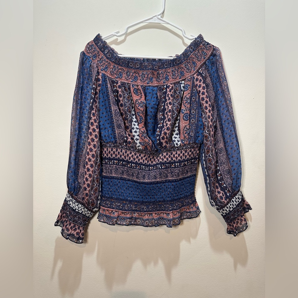 VENUS Blue and Pink Patterned Blouse